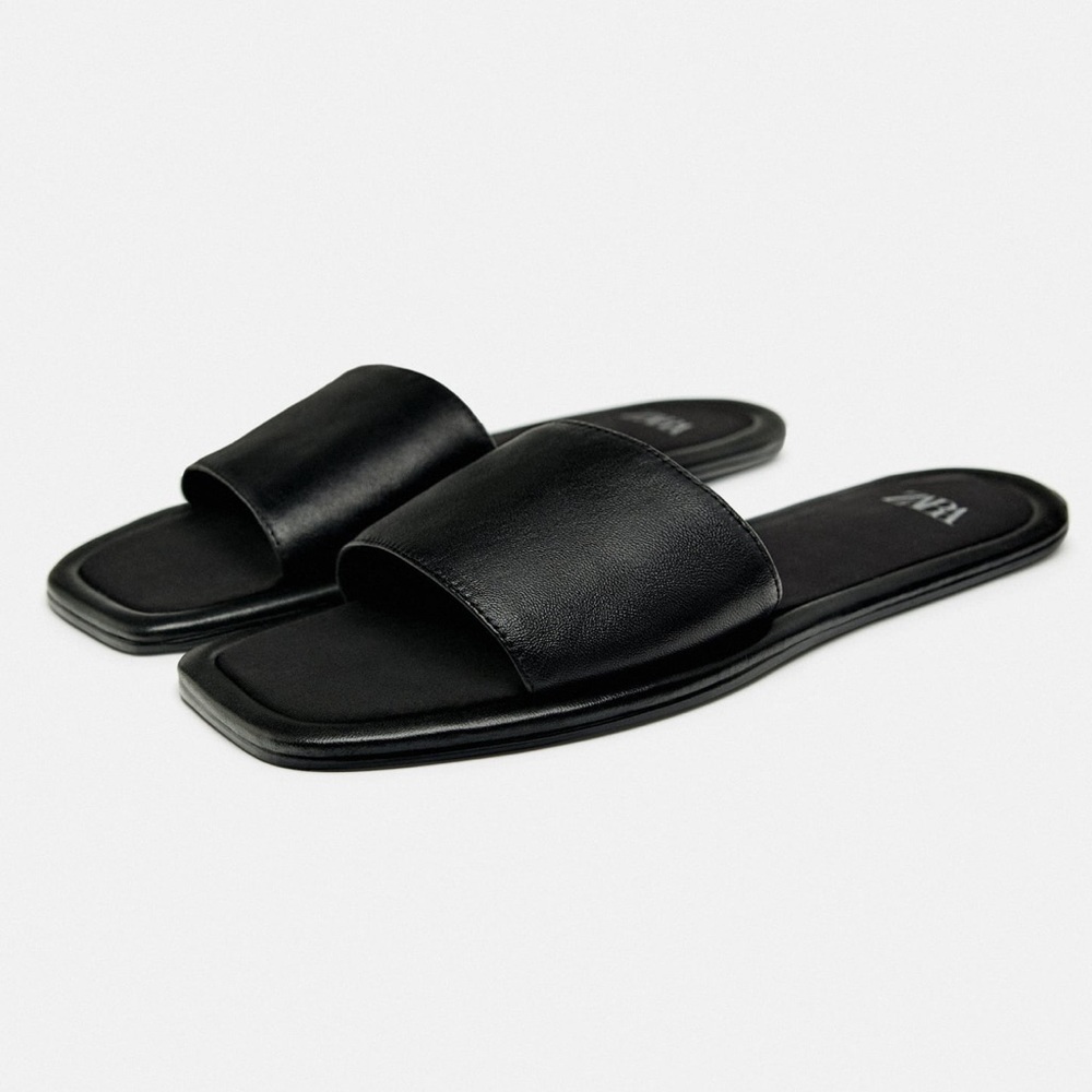 Zara flat leather sandal